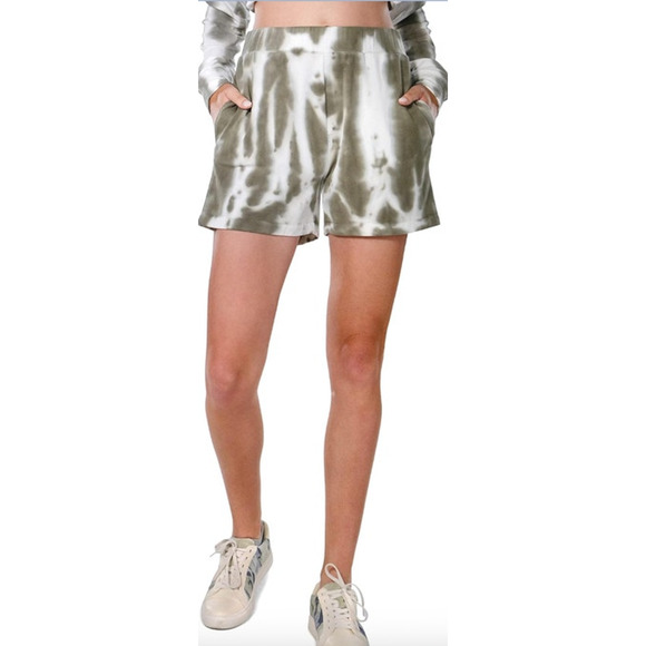 SANCTUARY Shorts Size 2X NEW Sunsoaker Elastic Waist Short Green White Pockets - Picture 1 of 5